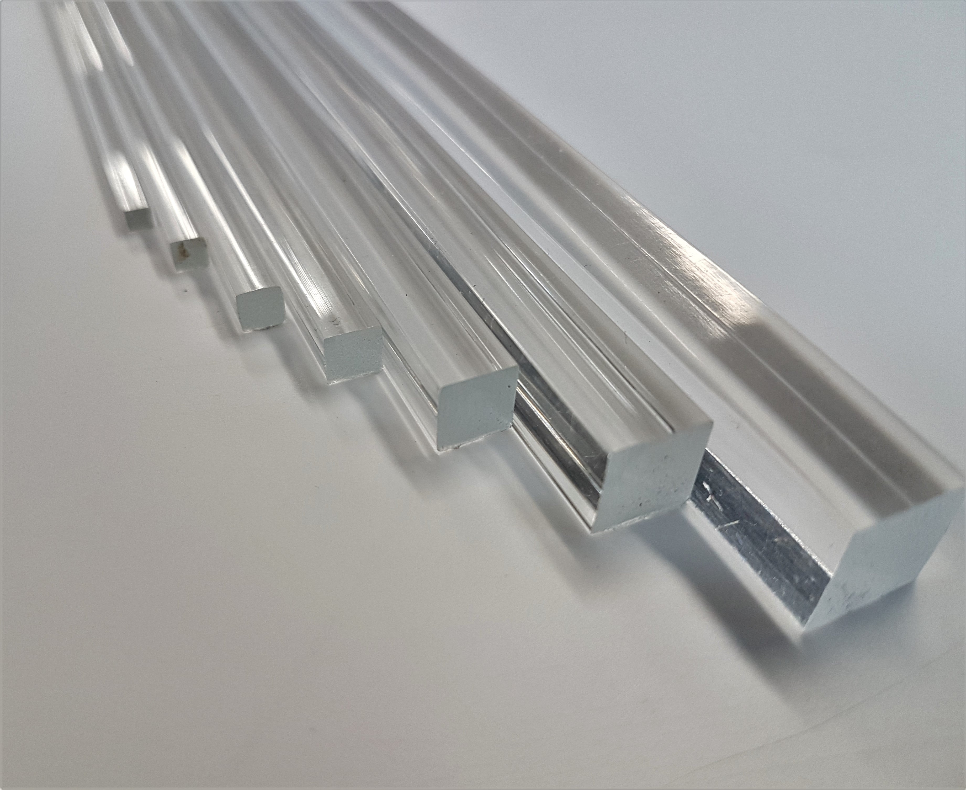 thumbnail image 2 of 4 Pack - 1/2" X 1/2" X 16" Clear Square Acrylic Rods - Plexiglass Lucite Bars For Projects 2 of 2