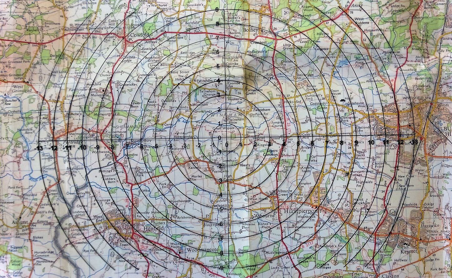 Scale Bullseye Target Grid Clear Plastic A4 Sheet - 10mm Radius Division