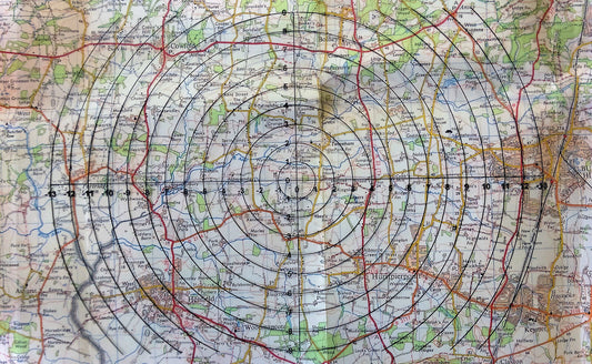 Scale Bullseye Target Grid Clear Plastic A4 Sheet - 10mm Radius Division