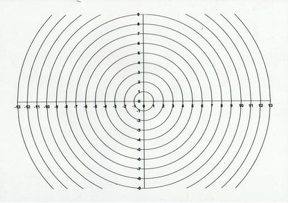 Scale Bullseye Target Grid Clear Plastic A4 Sheet - 10mm Radius Division